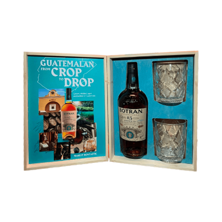 Rum Botran 15 anni Cofanetto con Bicchieri Vintage